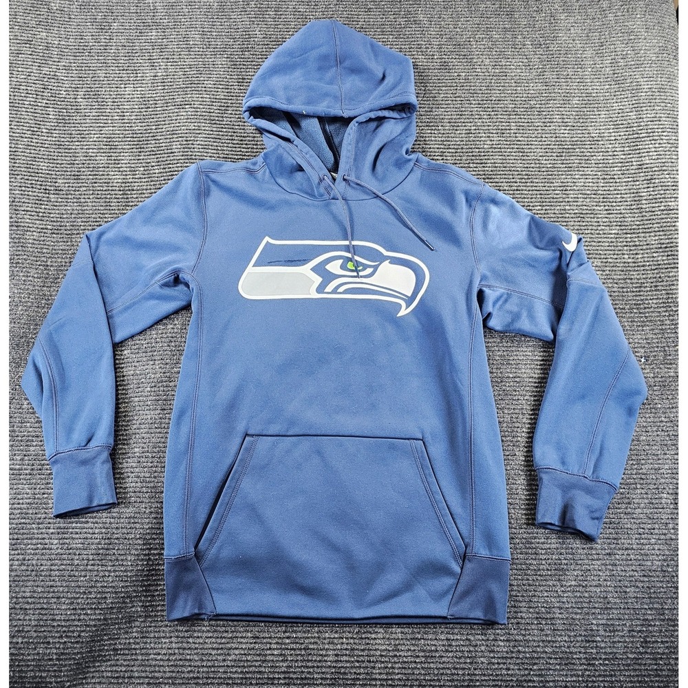 Nike Hoodie Seattle Seahawks Mens S Blue Fleece Logo Football NFL Performance